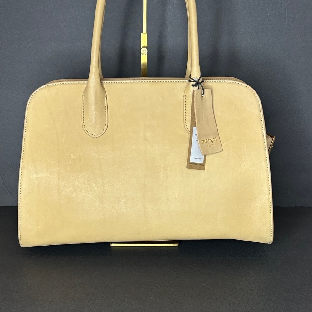 Margot New York Chic Beige Leather Satchel - Picture 5 of 15